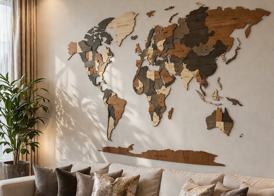 Carte du Monde en Bois – Transformez votre mur en œuvre d’art… en 15 minutes